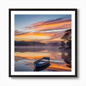 Boat At Sunrise Art Print