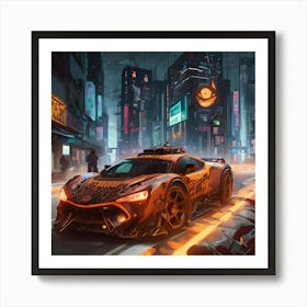 Pumpkin Car (Cyberpunk9) Art Print