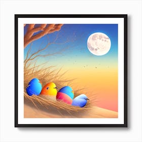 Easter Birds In The Nest 3 Art Print