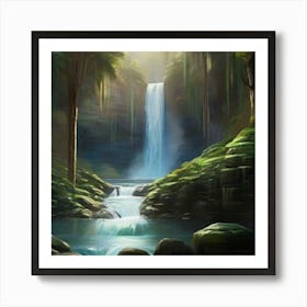 Waterfall In The Forest 2 Art Print