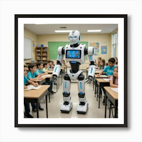 Robot In Classroom 5 Art Print