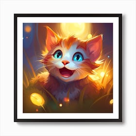 Cat In The Grass Art Print