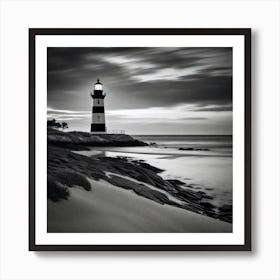 Black And White Lighthouse 7 Art Print