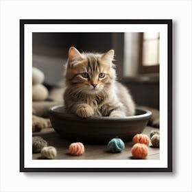 Kitten In A Bowl Art Print