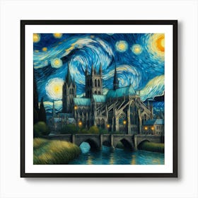 Van Gogh Painted A Starry Night Over A Gothic Castle 3 Art Print