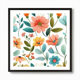 Watercolor Floral Seamless Pattern Art Print