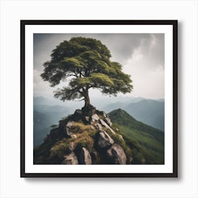 Lone Tree On Top Of Mountain 21 Art Print