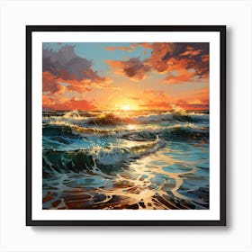 Sunset Over The Ocean Art Print