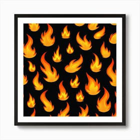 Flames On Black Background 13 Art Print