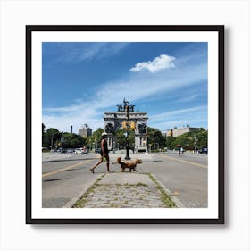 Dog Walking In Brooklyn Art Print