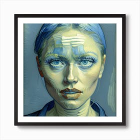 Portrait Of A Woman With Blue Hair Art Print