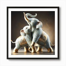 Two Elephants'' Art Print