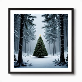 Christmas Tree In The Forest 34 Art Print