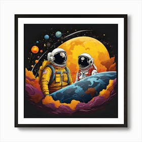 Astronauts In Space Art Print