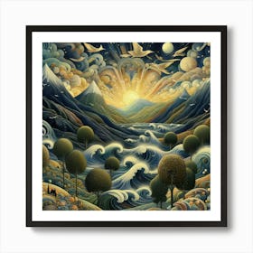 Sunrise Over The Mountains 2 Art Print