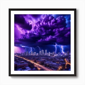 Lightning Over The City Art Print