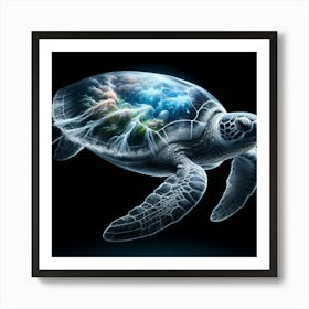 Turtle in the dark  Art Print