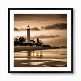 Lighthouse At Dusk 4 Art Print