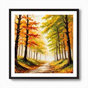 Forest In Autumn In Minimalist Style Square Composition 77 Art Print