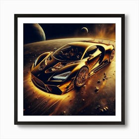 Golden Bugatti Art Print