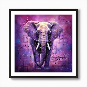 Music Notes Elephant 1 Art Print