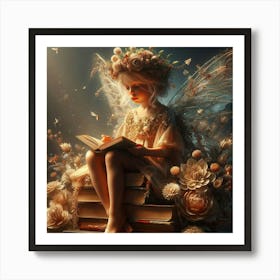 Fairy Sitting On Books Art Print