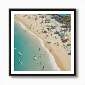 Aerial View Of Beach In Miami Art Print