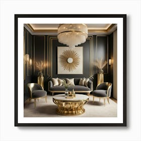 Black And Gold Living Room 3 Art Print