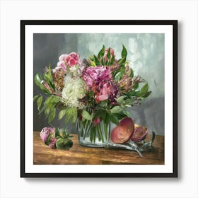 Peonies In A Vase 3 Art Print