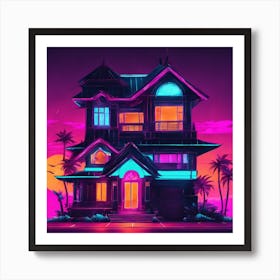 Neon House 1 Art Print