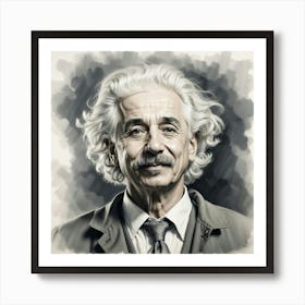 Chalk Painting Of Albert Einstein Art Print