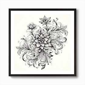 Floral Tattoo Design Art Print