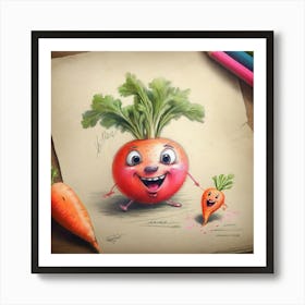 Carrot Drawing 4 Art Print