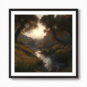 Stream In The Woods 4 Art Print