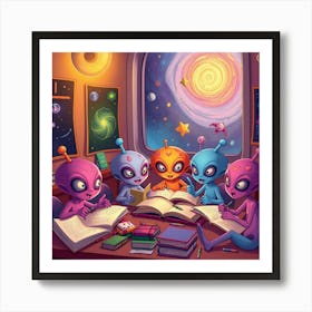 Aliens Doning Homework II Art Print