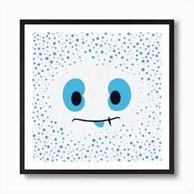 Blue Polka Dot Face Art Print