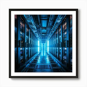 Advanced Data Center Interior Cabling Meticulously Organized In Vibrant Colors Rows Of Servers Wit (6) Art Print