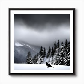 Winter Landscape With Birds 3 Art Print