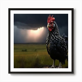 Rooster In The Field Art Print