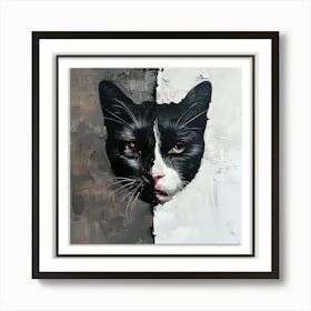 Black And White Cat Painting Art Print