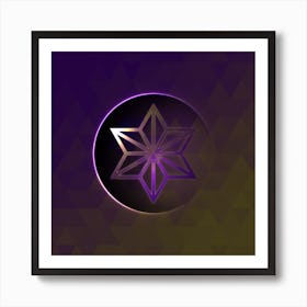 Geometric Neon Glyph on Jewel Tone Triangle Pattern 186 Art Print