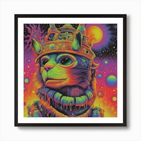 Psychedelic Cat King #1 Art Print