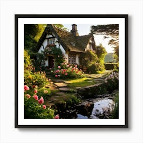 Cottage In The Garden Art Print