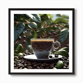 Coffee Cup With Coffee Beans 10 Art Print