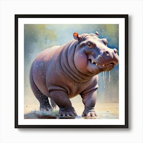 Beautiful Hippo Running Wildlife Lover Art Print