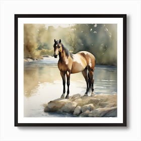 Horse By The River Art Print