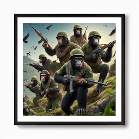 Chimpanzee Army Art Print