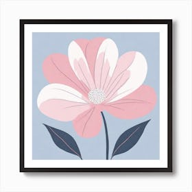 A White And Pink Flower In Minimalist Style Square Composition 385 Art Print