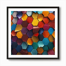 Colorful Hexagons Background Art Print