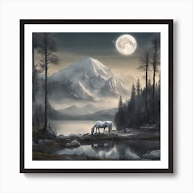 Horse In The Moonlight Art Print